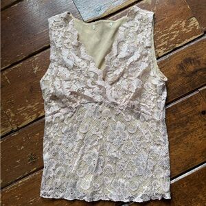 Lace Sleeveless Top in Pink and Tan